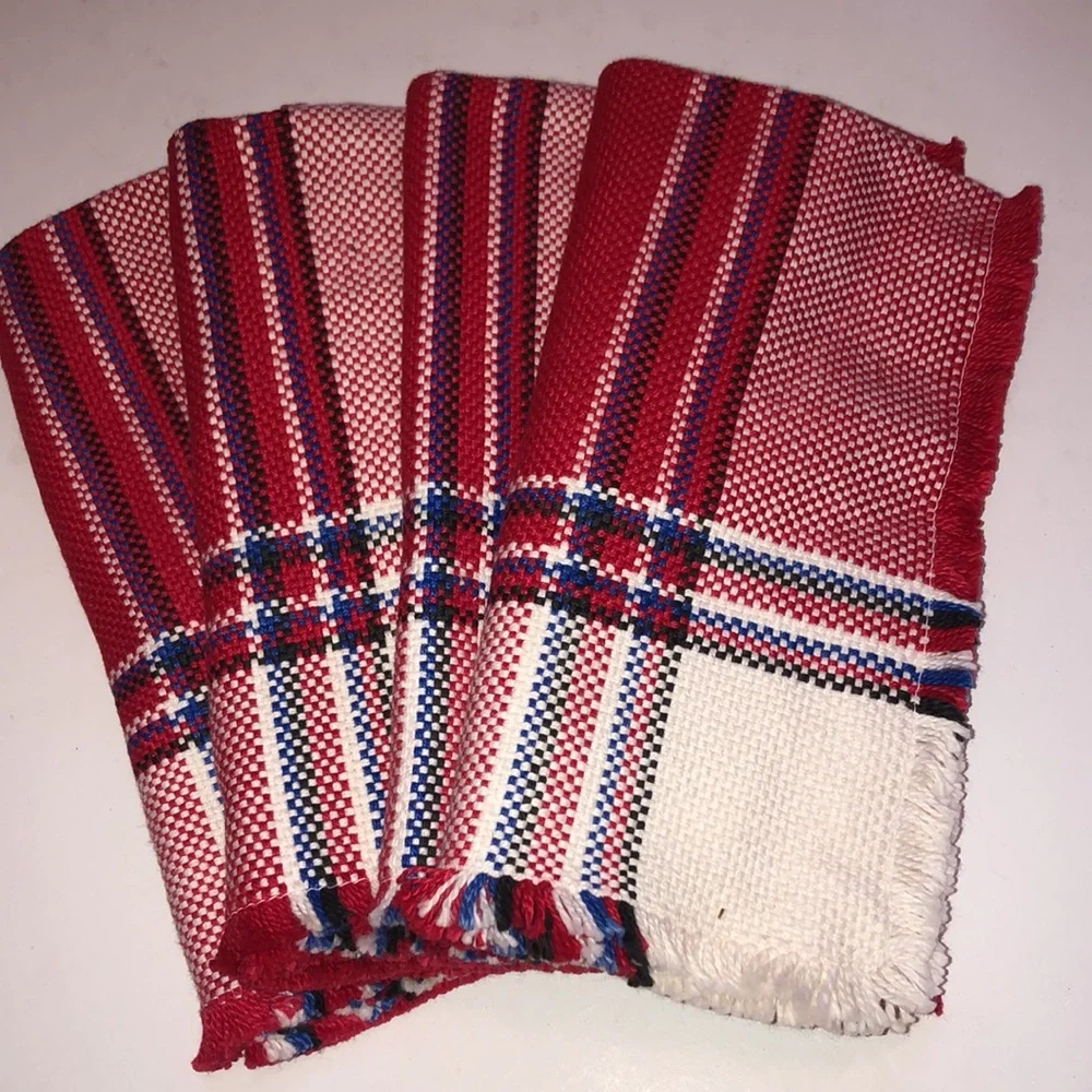 Norwegian woven napkins cloth vintage woven napkins Vintage Woven USA JULY 4th